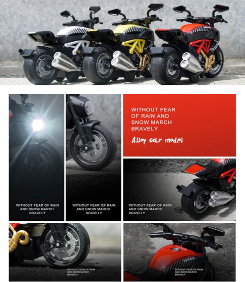 Toy Motorcycle - Pull Back Cars with Sound and Light for Kids, Motorcycle Toys for Boys Age 3-9