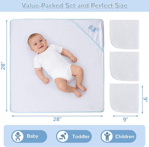 6 Set, 28 28 inch Viviland Pcs Hooded Baby Towels and Washcloths Super Gentle Bath Towels for Newborn Face & Body