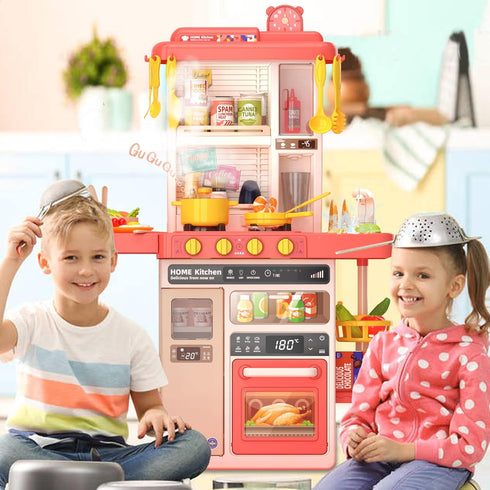 Kids Kitchen Play Set - Interactive 50Pcs Pretend Kitchen Toys with Realistic Sound Effects, Suitable for Ages 2-12