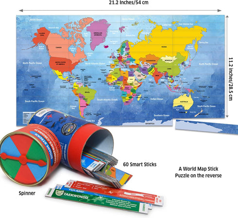 Chalk and Chuckles Smart Sticks Countries of The World Game, Cool Learning Gift for 8-12 Year Old Boys & Girls