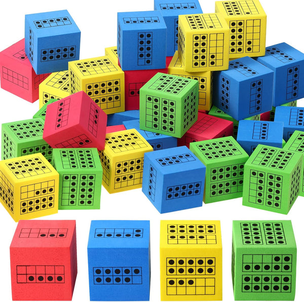 Hanaive 20 Pcs Ten Frame Dice, Large Foam Dice for Classroom Math Manipulatives, Educational Counting Toys