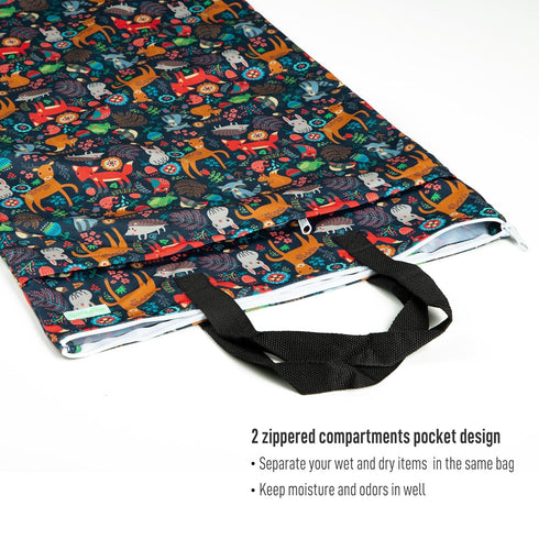Wegreeco Reusable Wet Dry Cloth Diaper Bag - Animal Print Design