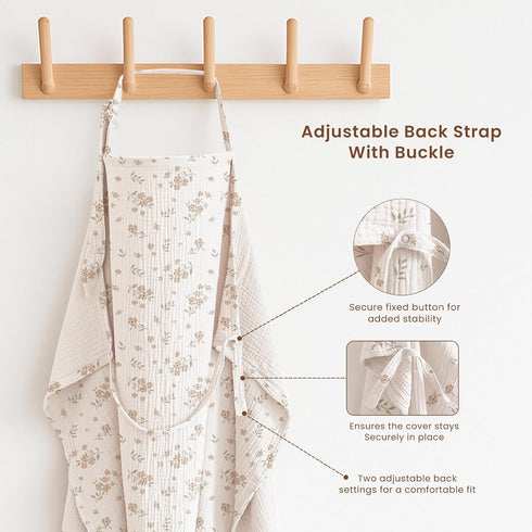 2-Pack 100% Konssy Muslin Nursing Cover Up for Breastfeeding Moms with Rigid Hoop, Cotton, Lightweight & Breathable