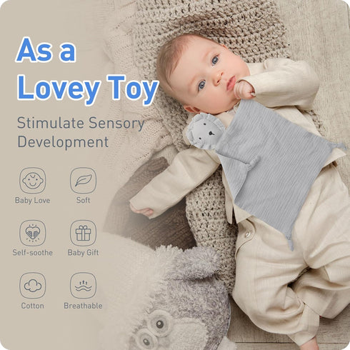 Newborn Baby Loveys Security Blanket - Muslin Soft & Breathable Organic Cotton Lion Lovies for Boys Girls Unisex