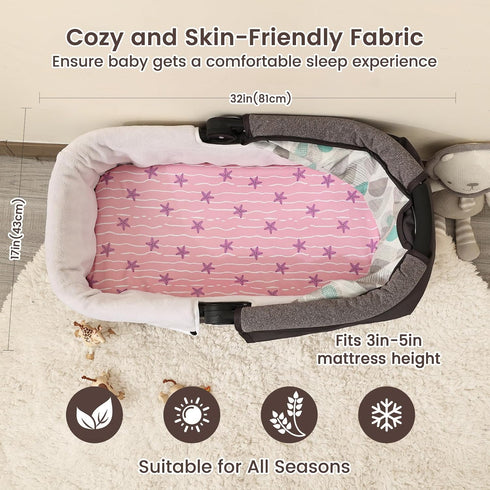 3 Pack Set david's kids Bassinet Sheets, Ultra Soft Breathable Comfortable Baby Sheet for Boys Girls Neutral, Univeral
