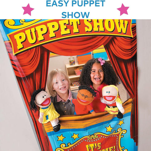 8 14 Inch Fun Express Hand Puppets for Kids - Multicultural Plush Puppets with Movable Mouths for Speech Therapy