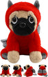 Pug Devil Stuffed Animal, Plushies Dog in Devil Costume, Funny Plush Toys for Kids, 12 Inch