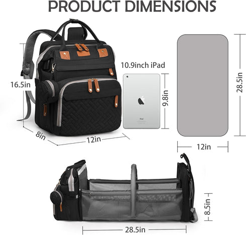 CESAILT Mommy Backpack Diaper Bag with Changing Station, Multifunction Travel Baby Bag, Waterproof Baby Tote, Large