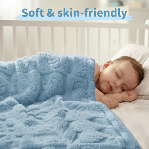 30" 40" Pro Goleem Elephant Baby Boy Blanket, Soft Fleece Baby Blankets for Boys, x Blue Crib & Stroller Blanket