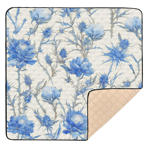 EtherSpher Retro Blue White Roses Thistles and Thorns Cute Foldable Baby Girl Play