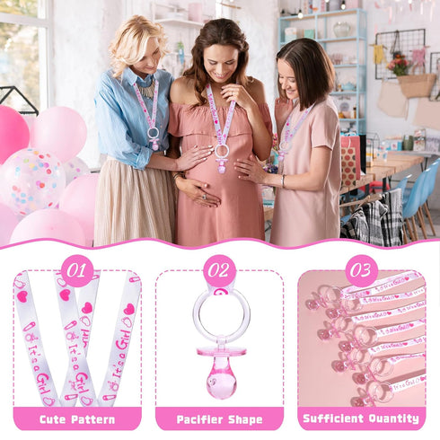 72 Cute Pacifier Necklaces for Baby Shower Girls & Boys Party Favors, Gender Reveal Party Table Scatter, Baby Shower
