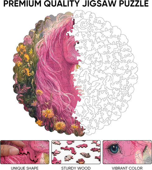 500 16.5x16.3 Inch Ixfyloop Wooden Puzzles for Adults, Horse Wood Puzzle, Wooden Jigsaw Puzzles for Adults, Wooden