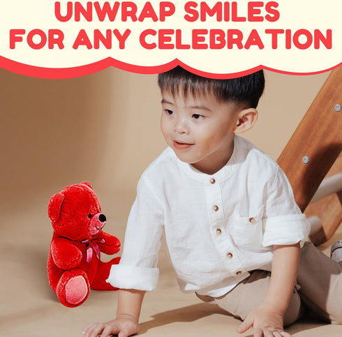 Grandma Smiley's Plush Best Friends Red Teddy Bear Stuffed Animal, 9-inch Hypoallergenic for Christmas, Baby Shower