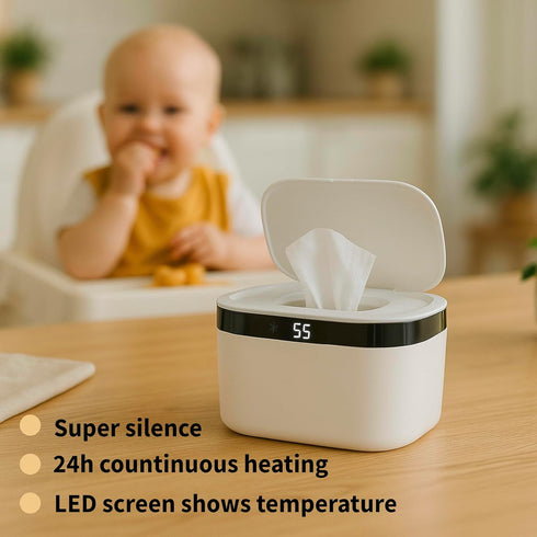 WEEGEEKS (40C/104F 60C/140F) 0.4kg Portable Baby Wipe Warmer - USB-Powered, to Adjustable Heating, Ultra-Quiet