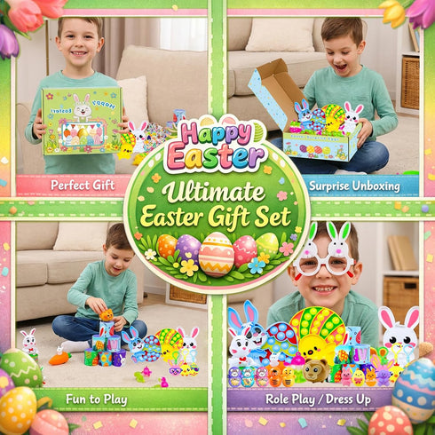 500 PCS Easter Eggs Fillers, Easter Party Favors for Kids Easter Basket Stuffers Fidget Toys Bulk, Classroom Prize