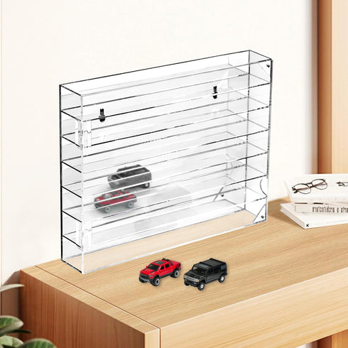 YYDS 1/64 Scale Diecast Display Case for 35 Toy Cars, Wall Mount, Mirrored Back, Hot Matchbox Cars