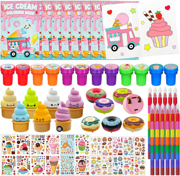 Cinrobiye 72 Pcs Ice Cream Party Favors Bulk, Candyland Donut Birthday Goodie