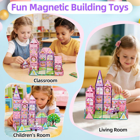 54 MAYAPHILOS PCS Magnetic Tiles, Magnetic Building Blocks with Rabbit, Carrot, Easter Egg Pattern, Construction