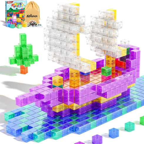 Magnetic Blocks Building Toys - Transparent Rainbow Magnetic Cubes Set, Outdoor Sensory