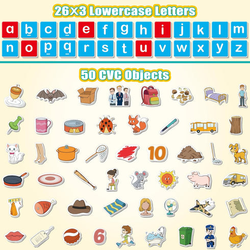 CVC Word Games, Magnetic Letters for Kids, Fridge Magnets for Toddler Alphabet Learning, Educational Toys for 3 Year Old