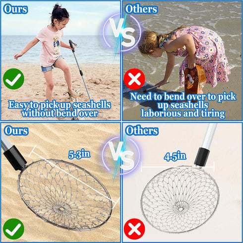 codree 5 Pcs/Set Beach Sand Sifter with Beach Bags- Shark Tooth Sifter- Sand Scoop Shell Scooper for Beach- Beach Scoop