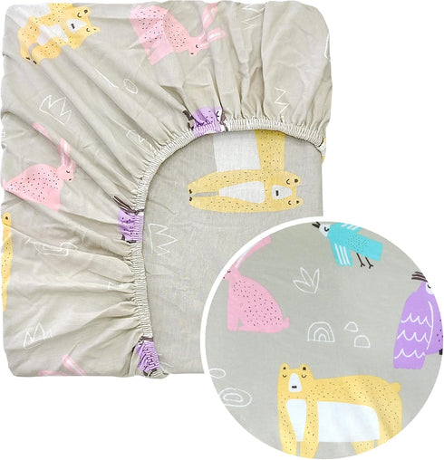 Moonybaby Baby Crib Sheet - 100% Organic Cotton Unisex for Standard Crib Toddler Mattresses (Jersey with Animal