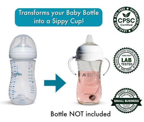 Philips Avent Natural Baby Bottles Sippy Cup Conversion Kit, 2-Count Silicone Spout Nipples, Weighted Straw, Handles
