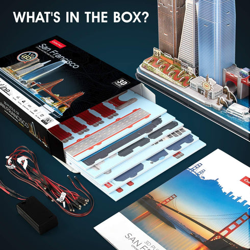 CubicFun 3D Puzzles for Kids Ages 8-10, LED San Francisco Cityline Arts and Crafts for STEM Projects