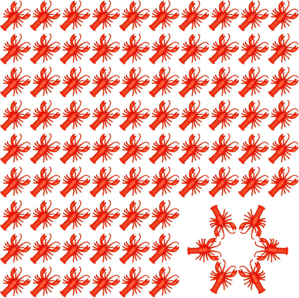 Lewtemi 100 Pcs Mini Fake Lobster Toys Decorations Red Rubber Realistic Soft