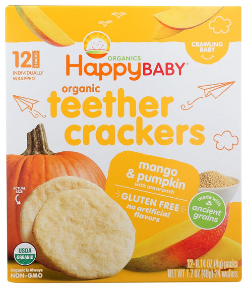 Happy Baby Organics Organic Teether Crackers Gluten Free Mango & Pumpkin with