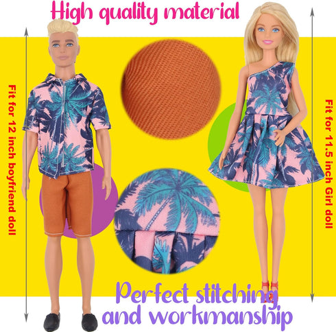 EuTengHao 78Pcs Doll Clothes and Accessories for 11.5 Inch Girl and 12 Inch Boy Dolls, Summer Style Outfits
