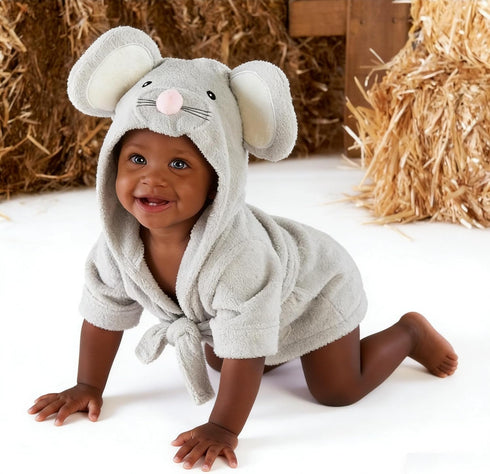 Unisex Infant Hooded Bathrobe Towel for Baby Boys - Ultra Absorbent Terry Fabric