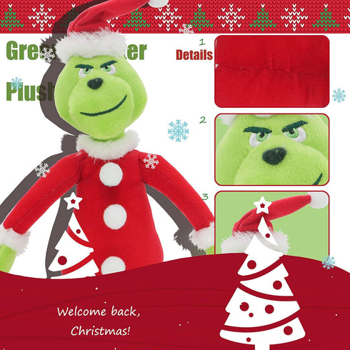 TXDRRA Christmas Santa Plush Toys, Green Monster Plush Doll for Boys and Girls Christmas Decorations