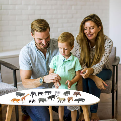 Flormoon 16Pcs Mini Animals Figures - Realistic Wild Animals Toys for Learning Educational Birthday Party Gifts
