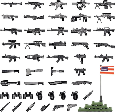 Weapons Pack Military Accessories U.S Weapons in Vietnam War Toy Set, Compatible with Major Brands