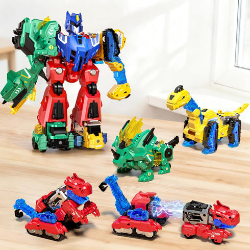 Eohemeral 6-in-1 Dinosaur Transforming Robot Toys Set,STEM Toy Combine Dinosaur Transform into