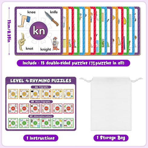 Phonics Puzzle Games, Spelling Games, Flash Cards for Toddlers, Educational Toys for Preschool Learning
