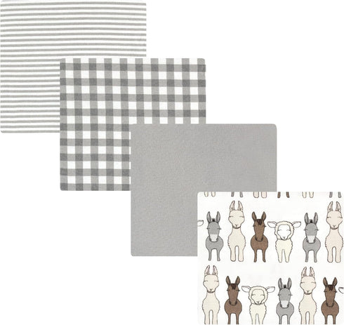 Hudson Baby Unisex Cotton Flannel Receiving Blankets - Farm Friends Cream, One Size