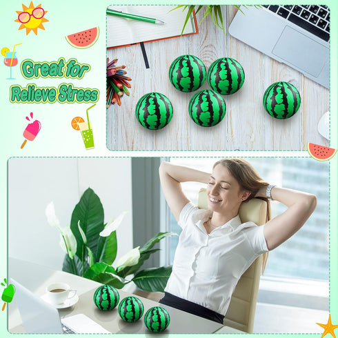 36 Pack 2.5 Inch Summer Zhanmai Watermelon Stress Balls Party Favors Sensory Fidget Toy Mini Watermelon Foam Balls One
