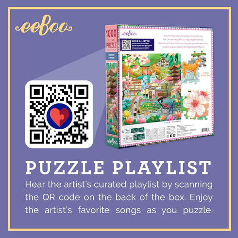 1000 23" 23" eeBoo Piece Puzzle - Seasons in Kyoto Jigsaw Puzzle for Adults, Square x Made with Recycled Board
