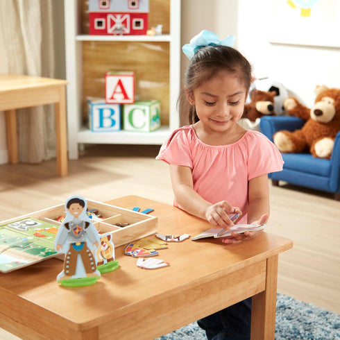 Melissa & Doug Occupations Magnetic Dress-Up Wooden Pretend Play Set (74 pcs) - Magnetic Dress-Up Dolls For Kids