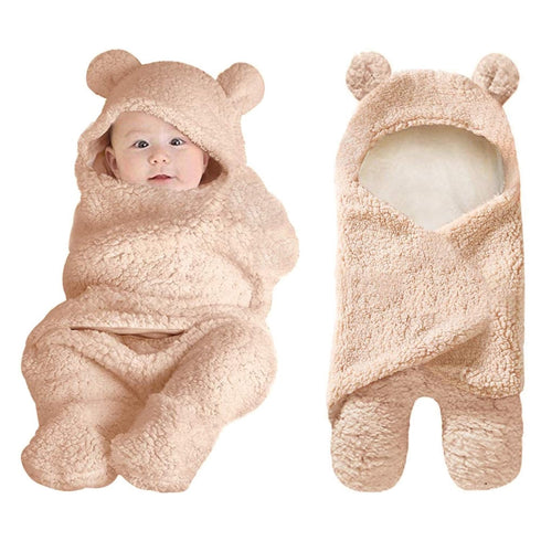 XMWEALTHY Cute Newborn Baby Boys Girls Plush Swaddle Blankets - Brown Color
