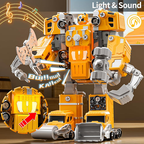 WATUDOU 5-7, 5-in-1 5 6 7 8 4-8 Toys for Ages Take Apart Construction Vehicle Trucks Transform to Robot, Year Old Boy