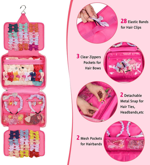 Jaffzora Hair Accessories Organizer, Dust-proof Bow Holder for Baby Girls, Travel Hair Storage Bag for Hair Clips