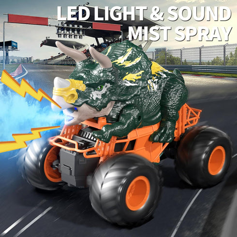 Bennol Remote Control Dinosaur Car Toys for Kids 3-5 4-7, 2.4GHz Dino Car with Light, Sound & Spray
