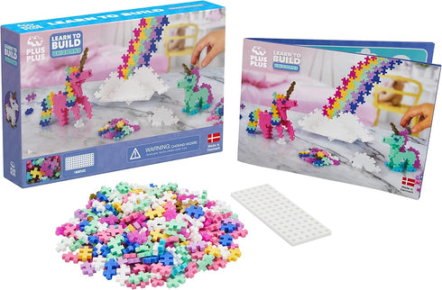 PLUS PLUS Learn to Build Unicorns, 240 Pieces Construction Building STEM Toy, Kids Mini Puzzle Blocks