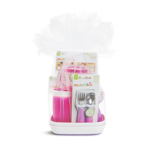 Munchkin 1st Birthday Baby/Toddler Gift Set, Includes Sippy Cups, Plates, Feeding Utensils,