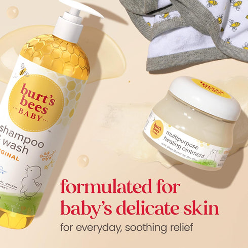 98% 12 Oz (Pack 3) Burt's Bees Baby Shampoo and Body Wash, Tear Free Soap, Natural Origina Baby Soap, Original Scent