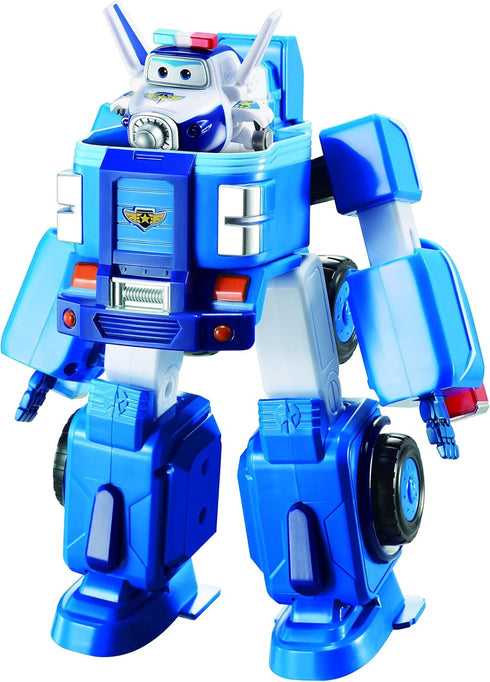 Super Wings 7" Paul's Police Cruiser with 2" Transform-a-Bot Paul Mini Figure, Fun Preschool Toy Plane