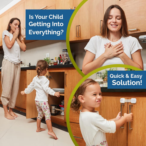 Child Safety Strap Locks (10 Pack) - Baby Locks for Cabinets, Drawers, Toilet, Fridge & More, Easy Installation,